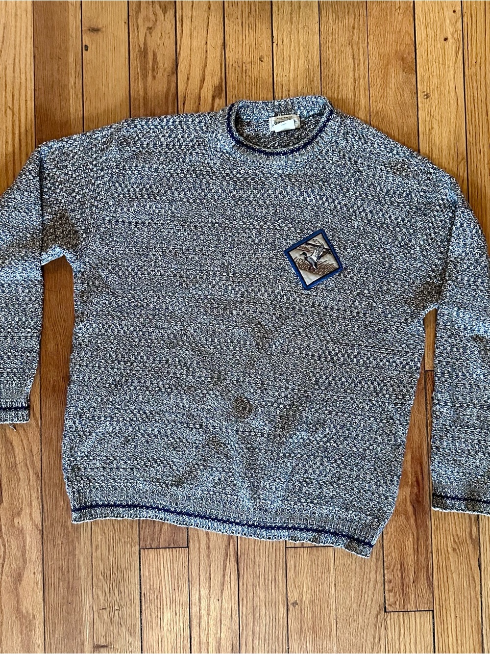 St. John's Bay Gray & Navy Marled Crewneck Sweater